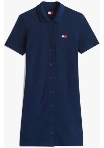 Tommy Jeans Tommy Hilfiger Kadın Lacivert Pique Polo Elbise Çok Renkli