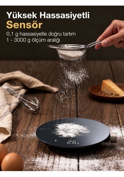 Hoto Qwcfc001 Akıllı Mutfak Terazisi Led Ekranlı, Taşınabilir Ve Hassas Ölçüm Siyah