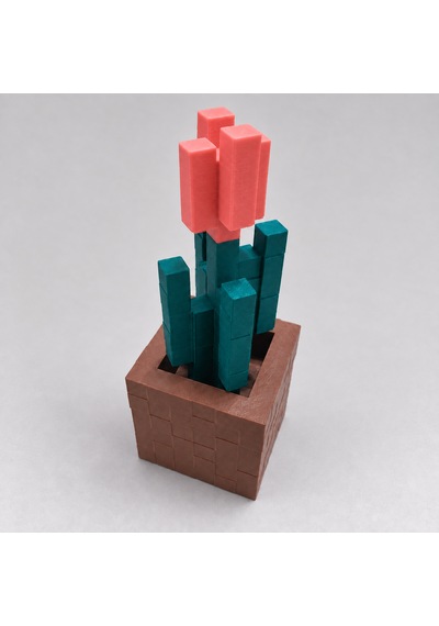 Piksel Lale Biblo - 3d Baskı, Minecraft Esintili Pembe
