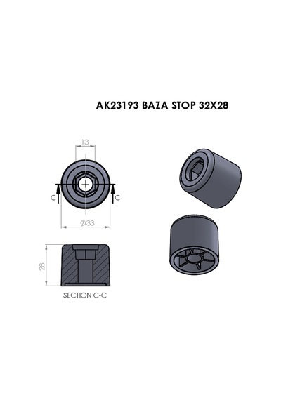 Cateksss Yuvarlak Baza Stoplama Baza Yatak Tutucu 32x28 Mm Baza Stop Siyah - 52 Li Paket