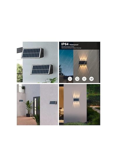 20w Güneş Enerjili Dış Mekan Bahçe Duvar Lambası - Cata Kos Solar Led Aplik - Ip65 Su Geçirmez, 3200k Gün Işığı & Amber Dekoratif Aydınlatma Amber Renk Işık