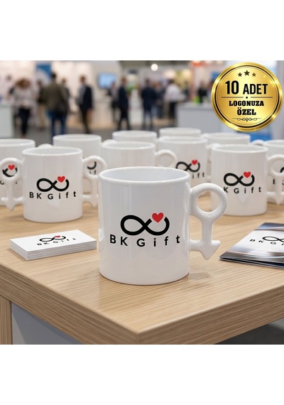 Logonuza Özel 10 Adet Erkek Sembollü Beyaz Kupa Kurumsal Baskılı Kupa Bardak
