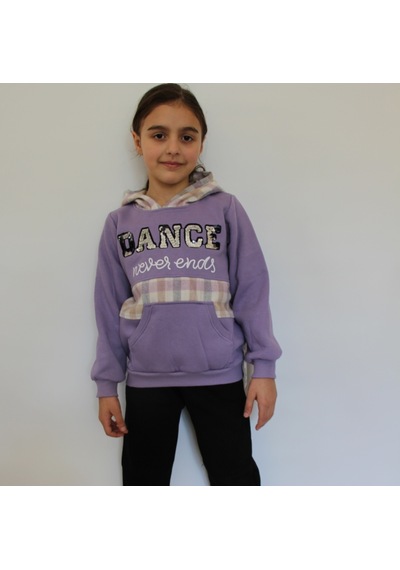Milenawear by Milena Dance Nakışlı Cepli Kapüşonlu Kalın Kız Alt Üst Takım Mor