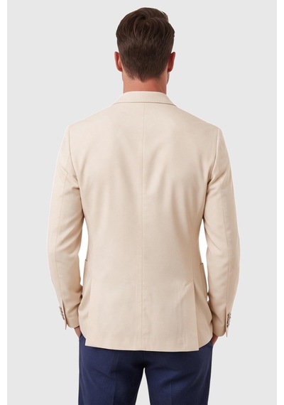 Rizzup Erkek Slim Fit Likralı Bej Blazer Ceket Metal Düğmeli Torba Cepli Spor Ceket 2600828