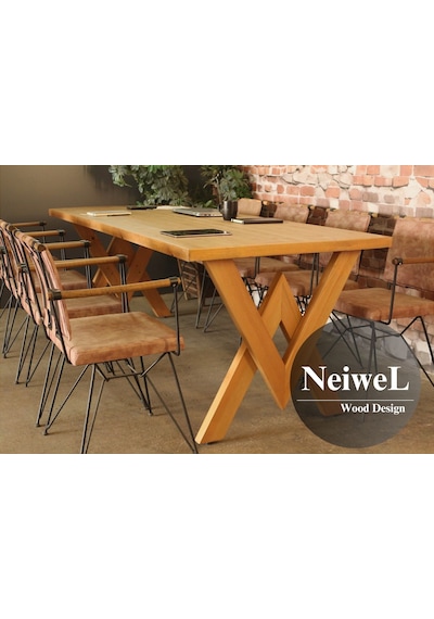 Neiwel Linna Doğal Ahşap Toplantı Masası x 120 x 260 Açık Ceviz