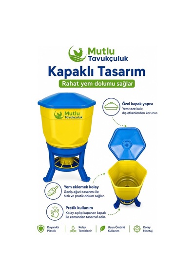 Tr Tavuk Güvercin Hindi Yemliği 40 Litre Kova Kapasiteli Plastik Kanatlı Hayvan Yemlik Kaz Güvercin İçin