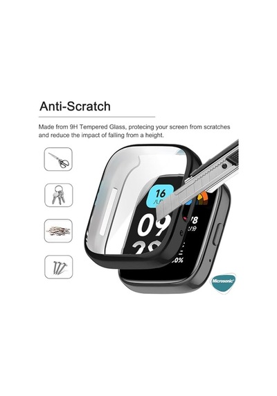 Xiaomi Redmi Watch 5 Lite Kılıf 360 Full Round Soft Silicone Siyah Redmi Watch 5 Lite İle Uyumlu Kılıf - Siyah