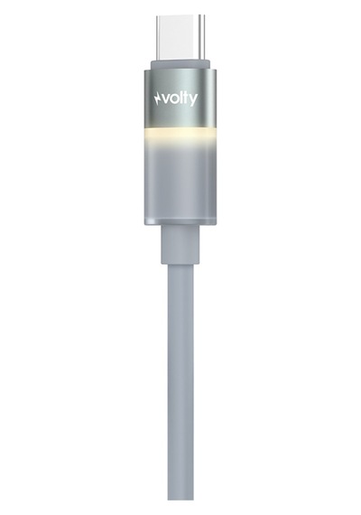 Type C Hızlı Şarj Kablosu Type-c To Type-c, 60w, 480 Mbps, 1.2m, Pd, Led Işıklı Gri V0201004
