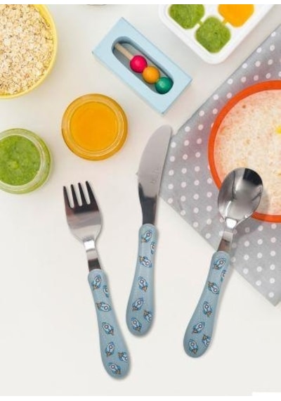 The Mia Bebek Çatal Kaşık Bıçak Takımı Rocket 3 Parça Ckb0218