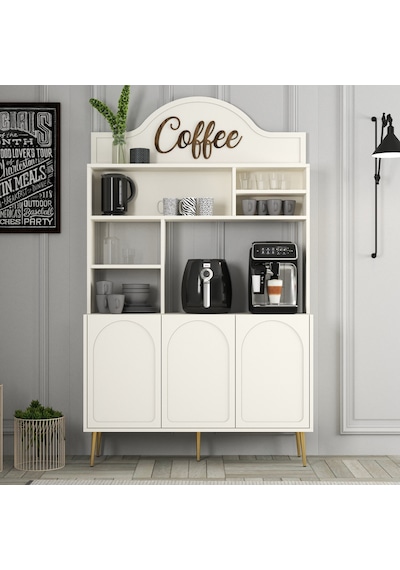 Lyon Kahve Köşesi 120cm - Krem / Altın