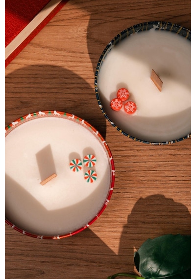El Yapımı Yılbaşı Temalı %100 Soya Wax Mumu-3213