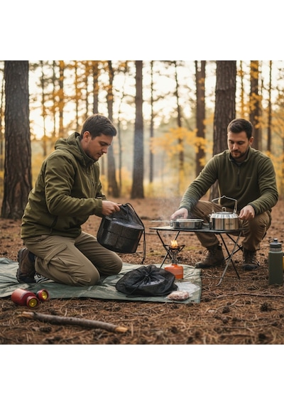 Orcamp Out-1160 Ironchef Çelik Kamp Mutfak Seti Tencere - Tava -çaydanlık Açık Gri