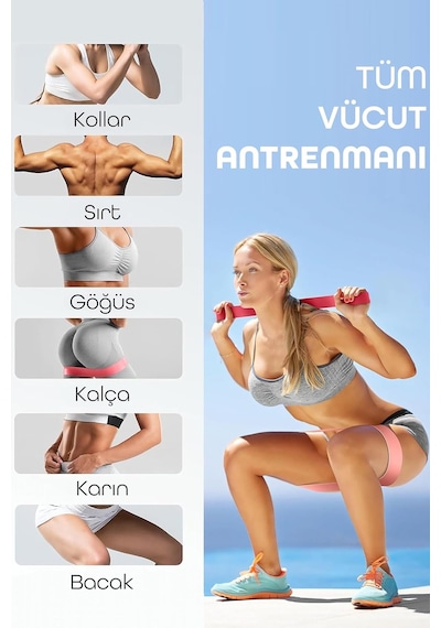 Mega Setler Direnç Bantları + Pilates Bandı Direnç Bandı Barfiks Lastiği Loop Power Band Diğer