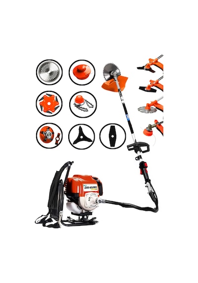 Dragro DRG-7PR 7 Parça 4x4 2 Zamanlı Sırt Tipi Benzinli Motorlu Tırpan Ot Çim Çayır Biçme Kesme Makinesi