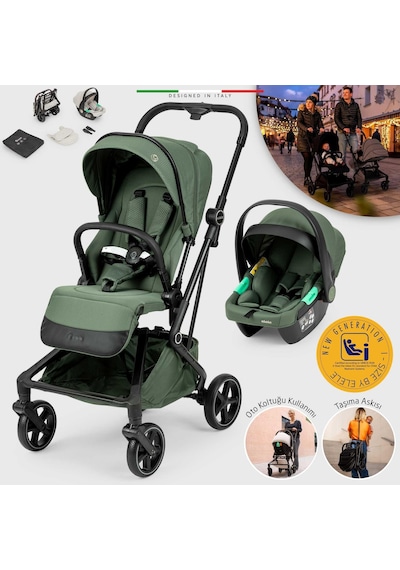 Elele Rotativo Çift Yönlü Kabin Tipi Travel Bebek Arabası Yeşil