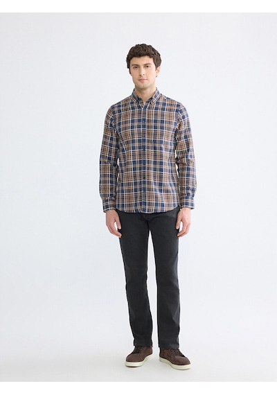 Lcwaıkıkı Classic Kahverengi Regular Fit Ekose Desenli Gabardin Erkek Gömlek