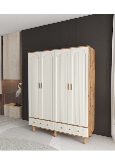 Mila 4 Kapaklı Çekmeceli Gardırop - Tamamı Mdf Aytaşı Mila 4 Kapaklı Çekmeceli Gardırop - Tamamı Mdf Aytaşı