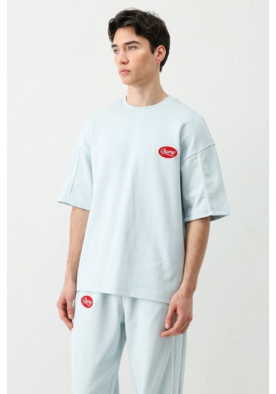 Oversize Baskılı Eşofman Takım V90-21 Bebe Mavi