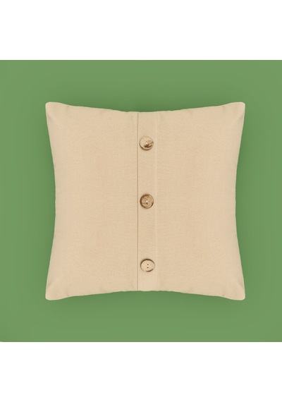 Soft Boho Düğme Detaylı Kırlent - Bej - 40x40 Cm Çok Renkli
