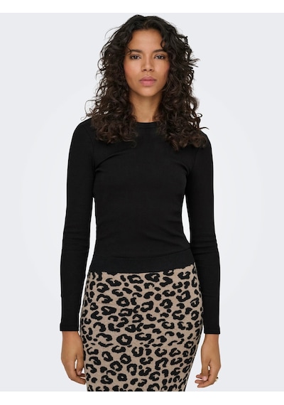 Only Onlval L/s O-neck Top Kadın Uzun Kollu T-shirt 15371305 Siyah