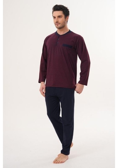 Markalinda 3134 Bordo Büyük Beden Erkek Pijama Takımı Bordo