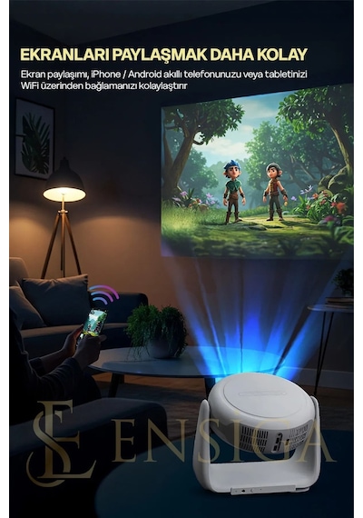 Bluetoothlu Android 4k Görüntülü Hoparlörlü Taşınabilir Sinema Projektörü
