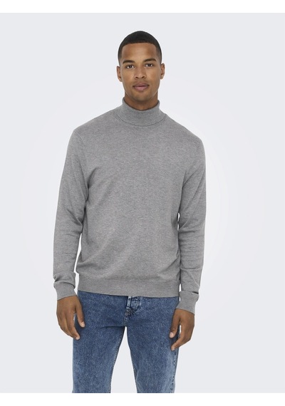 Only & Sons Erkek Mevsimlik Boğazlı Kazak - 22020879 Gri