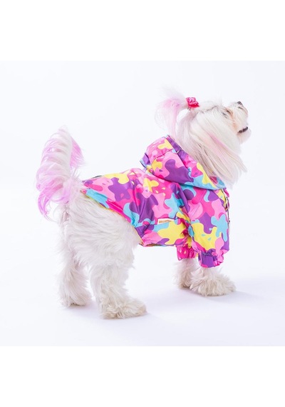 Pawstar Rosea Camouflage Fileli Köpek Montu Köpek Yağmurluk
