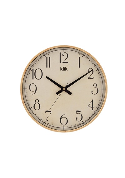 Simplex Ahşap Görünümlü Duvar Saati - Bej - 38 Cm Çok Renkli