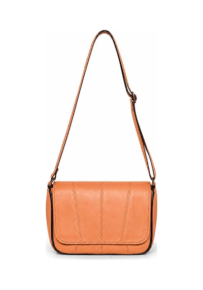 Levano Leather Hakiki Kuzu Derisi Kadın Omuz & Çapraz Askılı Çanta Kapaklı, Ayarlanabilir Askılı, Günlük Şık Deri Çanta Turuncu