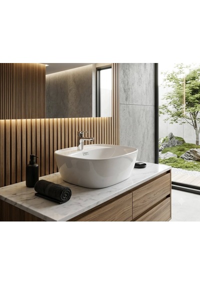 Serel - Batarya Banklı Çanak Lavabo 46x46 Cm Beyaz - 3051txs110h Diğer