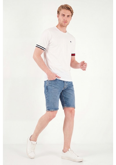 Buratti Bisiklet Yaka Kolları Renkli Şerit Detaylı T Shirt Erkek T Shirt 5904060 Beyaz