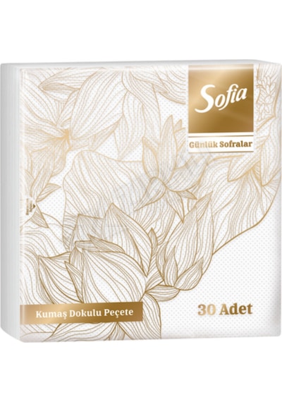 Sofia Peçete Kumaş Dokulu 33x33 Beyaz 30'lu