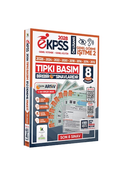 2028 EKPSS Önlisans Genel Görme İşitme-2 ÖSYM Çıkmış Soru Tıpkı Basım 8li Kitapçık TG Deneme Paketi