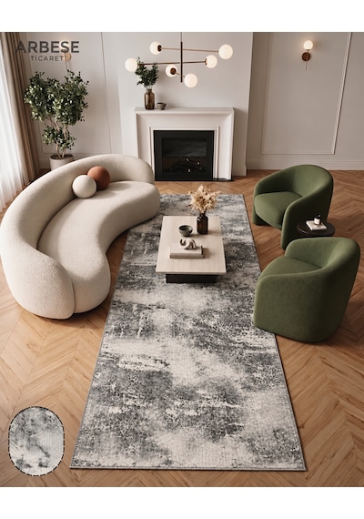 Arbese Premium Halı Yolluk Oturma Odası, Salon halısı , Mutfak, Antre Ve Koridor Halısı Gri Yeni Arbs5bnyn