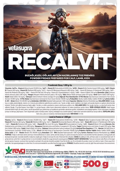 Vetasupra Recalvit 500 Gr Metalize - Buzağı Kuzu Ve Oğlak İçin Yem Katkı Maddesi