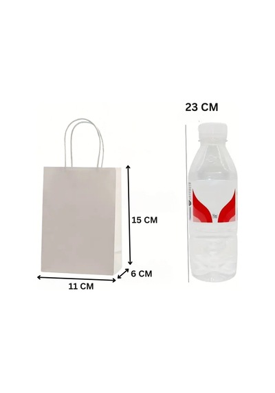 Büküm Saplı Mini Kağıt Çanta Seti-12li, Parti, Doğum Günü, Hediye Çantaları, 11x15x6 Cm, Gri Renk