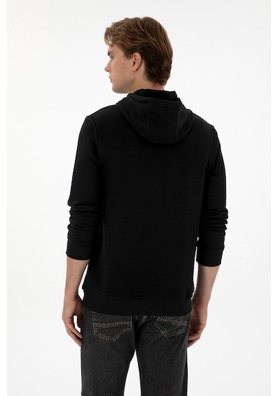 U.S. Polo Assn. Erkek Regular Fit Kapüşonlu Siyah Sweatshirt 50313718-VR046