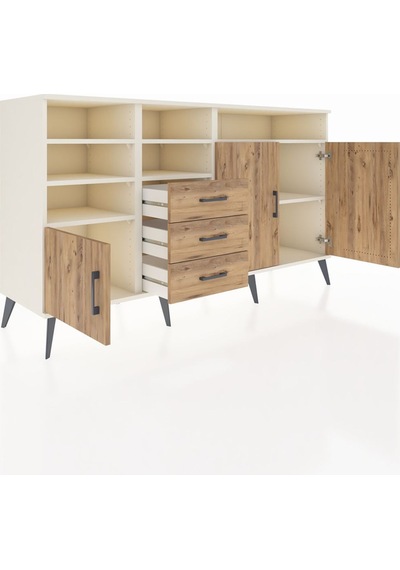 Kronos Konsol 7 Raflı 3 Çekmeceli 3 Kapaklı 176x59x99 Aytaşı-çam Aytaşı-çam