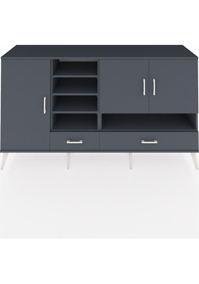 Kronos Konsol 8 Raflı 2 Çekmeceli 3 Kapaklı 176x59x99 Antrasit-an Antrasit-antrasit