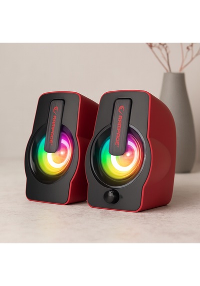 2.0 Usb Rgb Işıklı Kırmızı Multimedya Hoparlör Seti 1+1, 12w