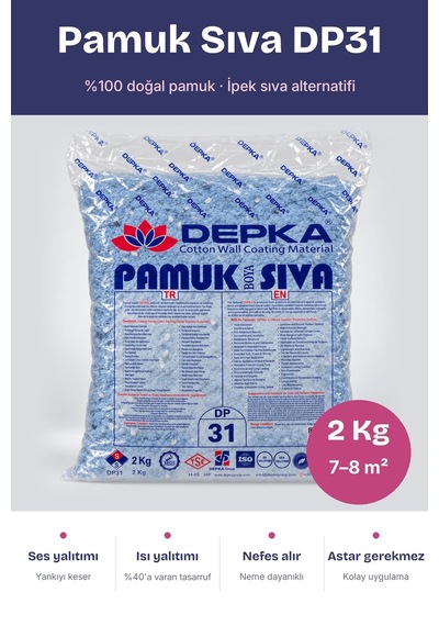 Depka Pamuk Sıva Dp31 2 Kg 7-8 M² İpek Sıva Alternatifi Isı Ve Ses Yalıtımlı Dekoratif Sıva