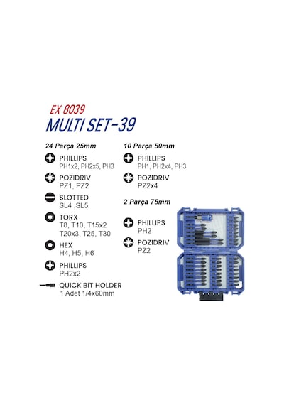 Exen Ex 8039 Multi Set-39 Parça Bits Uç Seti