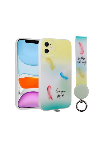 Zore İphone 11 Uyumlu Desenli El Askılı İpli Ogaa Arte Silikon Kılıf-no6