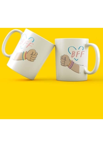 Mor Mürekkep Best Friends Forever Bff Tasarım 2'li Kupa Seti