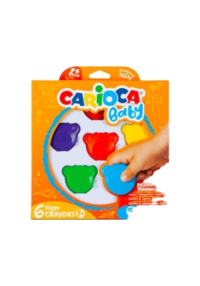Carioca Teddy Şekilli Kirletmeyen Mum Boyalar 6'lı