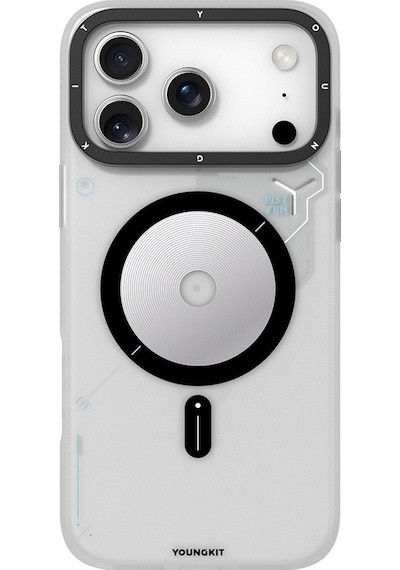 Apple Uyumlu iPhone 17 Pro Kılıf M-safe Şarj Özellikli Disk Desenli Youngkit Disc Battle Kapak Gri Gri