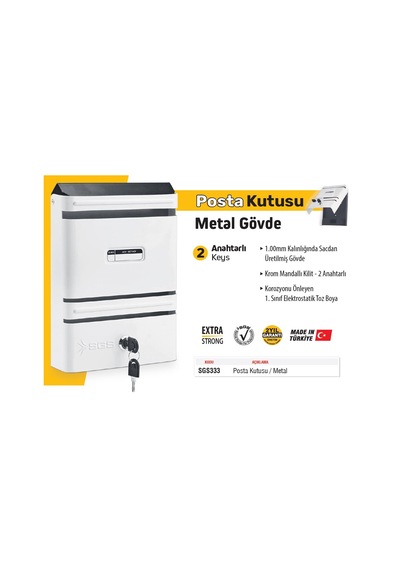 Sgs Kilitli Kapaklı Posta Kutusu - Metal