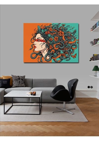 Kanvas Tablo Medusa Kadın Çizimi