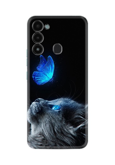 Tecno Spark 8c Kılıf Resimli Desenli Silikon Platinium Series Butterfly Cat 1891